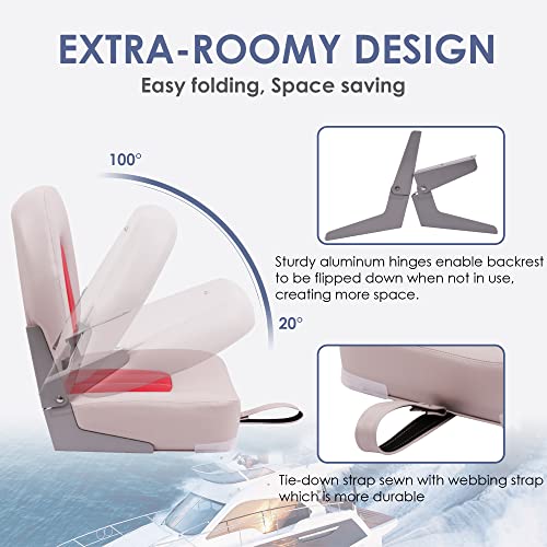 Deckpro Angler Low Back Boat Seat, Fold-Down Fishing Boat Seat Grey/Blue