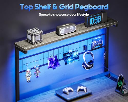 MOTPK L Shaped Gaming Desk with Shelf & 4 Drawers, 43