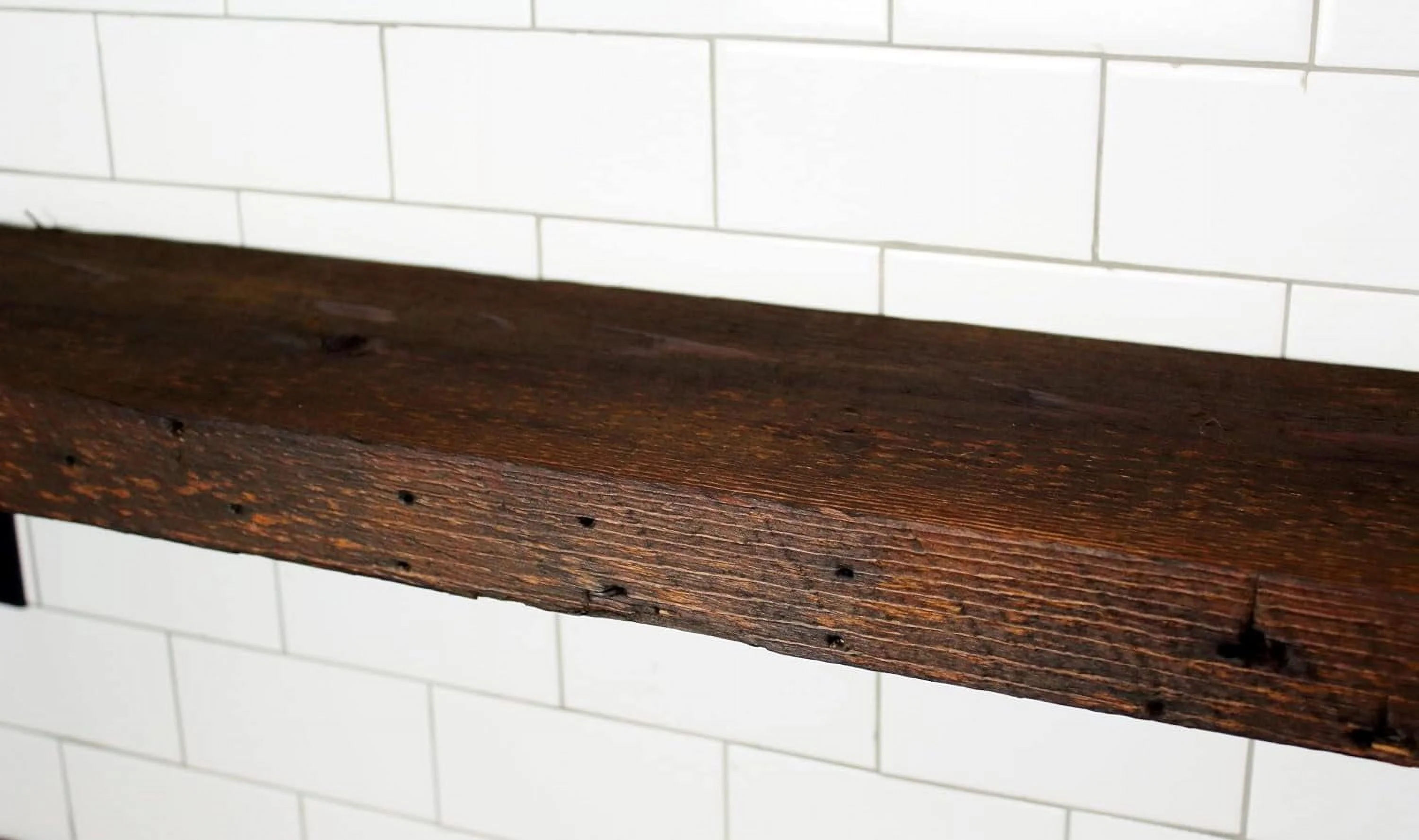Reclaimed Wood Mantel Shelf | Easy-To-Install | Steel Angle Brackets Included | Rustic Decoration | 2