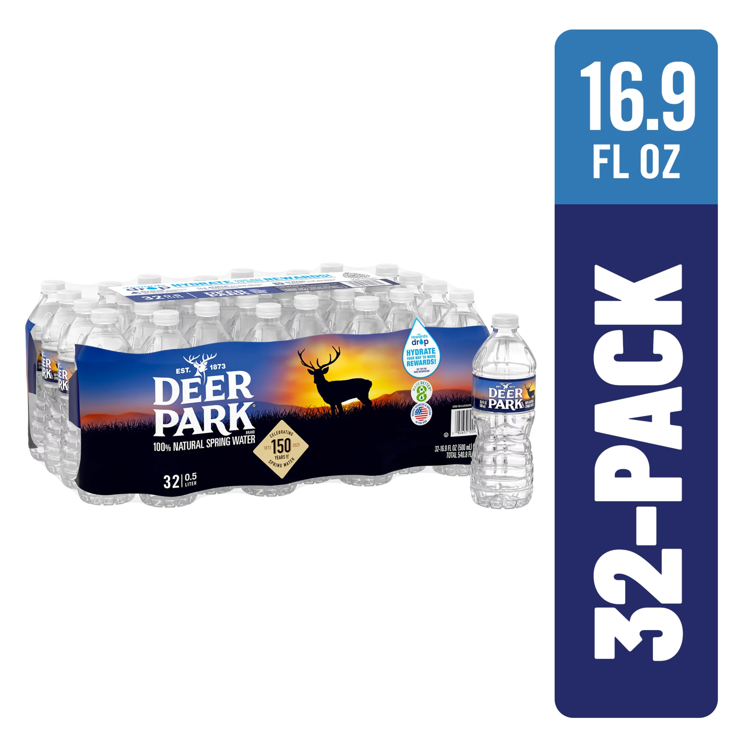 DEER PARK Brand 100% Natural Spring Water, 16.9-ounce plastic bottles (Pack of 32)