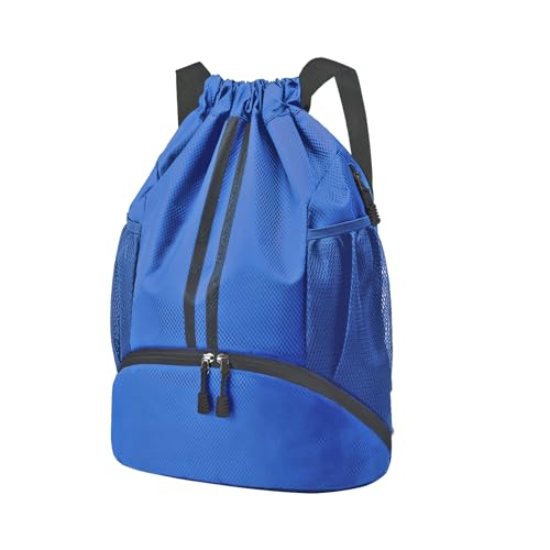 Hoedia Sports Drawstring Backpack - String Swim Gym Bag with Shoes Compartment and Wet Proof Pocket for Women and Men, Dark Green