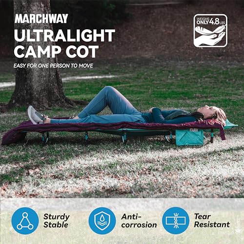 MARCHWAY Ultralight Folding Tent Camping Cot Bed, Portable Compact for Outdoor Travel, Base Camp, Hiking, Mountaineering, Lightweight Backpacking (Grey)