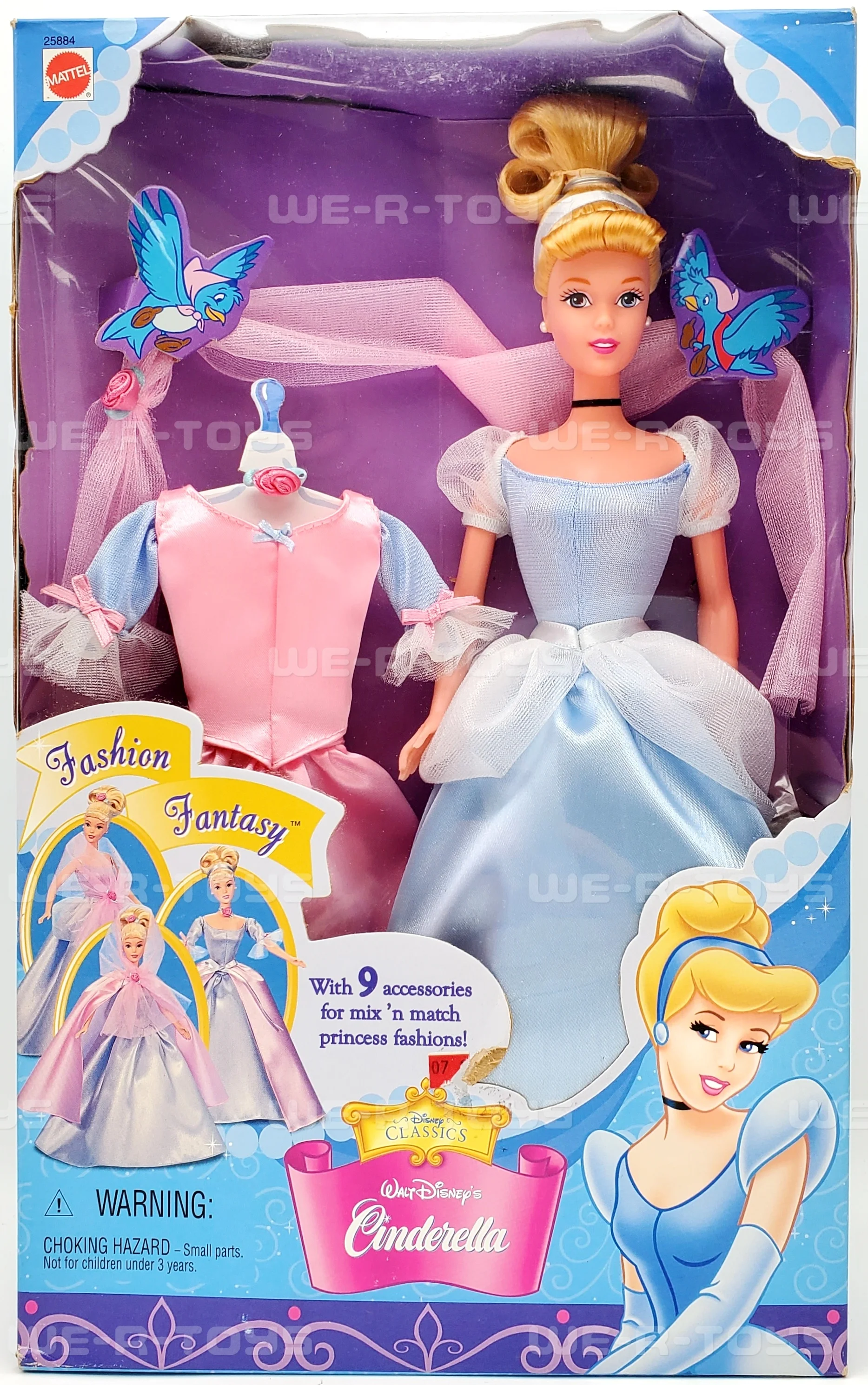 Disney Cinderella Fashion Fantasy with 9 Accessories 25884 Mattel 1999 NRFB