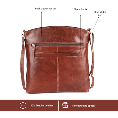 Terry Large Soft Real Leather Womens Crossbody Handbags and Purses-Triple Zip Premium Sling Crossover Shoulder Bag