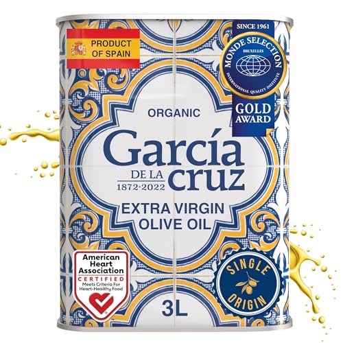 GARCÍA DE LA CRUZ - Organic Extra Virgin Olive Oil, Master Miller Premium Oil, Almond and Tomato Tones, Smooth Body, Sourced in Spain, Montes de Toledo, Glass Bottle - 500 ml
