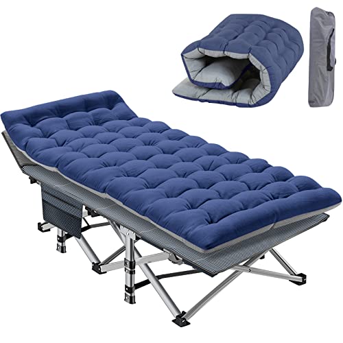 Slsy Folding Camping Cot for Adults with Pad, Padded Portable Sleeping Cots, Camp Bed with Carry Bag for Outdoor Travel, Beach, Hiking