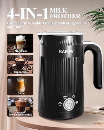 4 in 1 Electric Milk Frother: Automatic Milk Steamer Large Capacity Hot & Cold Coffee Foam Froth Maker, Milk Warmer Foamer for Latte, Cappuccino, Hot Chocolate