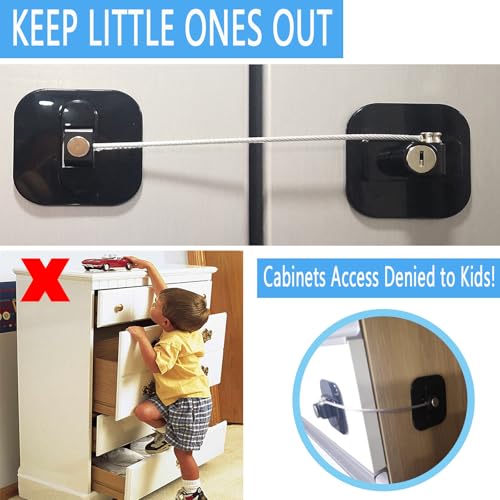 YEYA Refrigerator Lock, Baby Proof Cabinet Locks with Keys, Safety Cabinets Locks for Toddler 4 Pack
