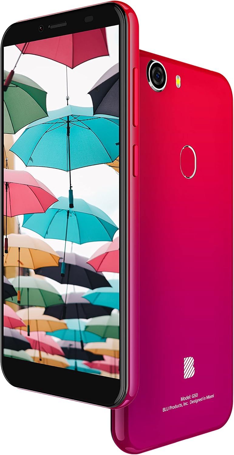 BLU G50 | 2021 | All Day Battery | Unlocked | 5.5” HD+ Display | 32 GB | 13MP Camera | US Version | US Warranty | Red