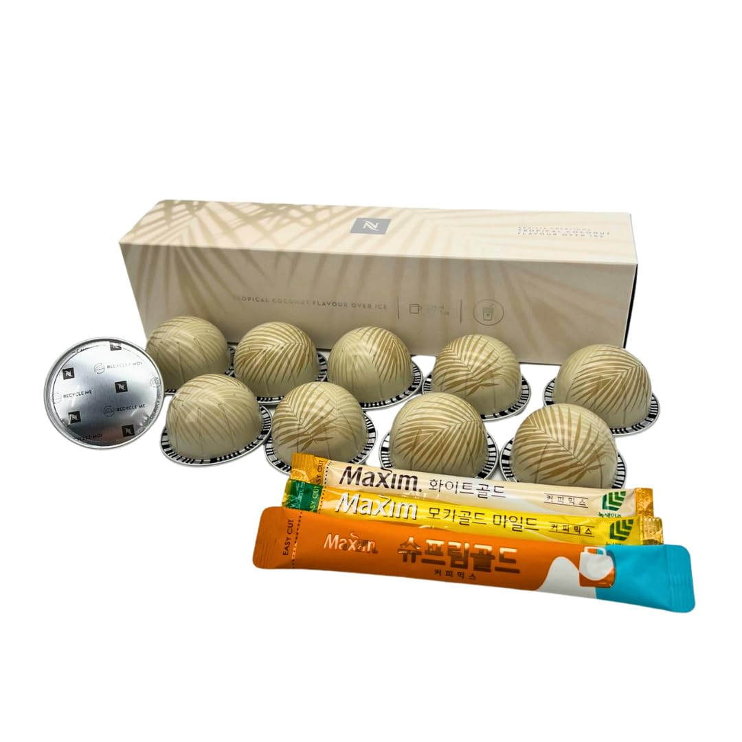 Seoullog Vertuoline (Seasonal Limited Edition) Tropical Coconut Flavor Over Ice Pods 10 Capsuled, Barista Creations Assortment of Coffee