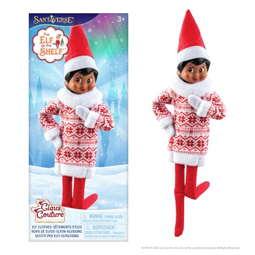 The Elf on the Shelf Claus Couture Collection Snowflake Sweetie Dress - Charming Fair Isle-Inspired Tunic Dress - Scout Elf Not Included