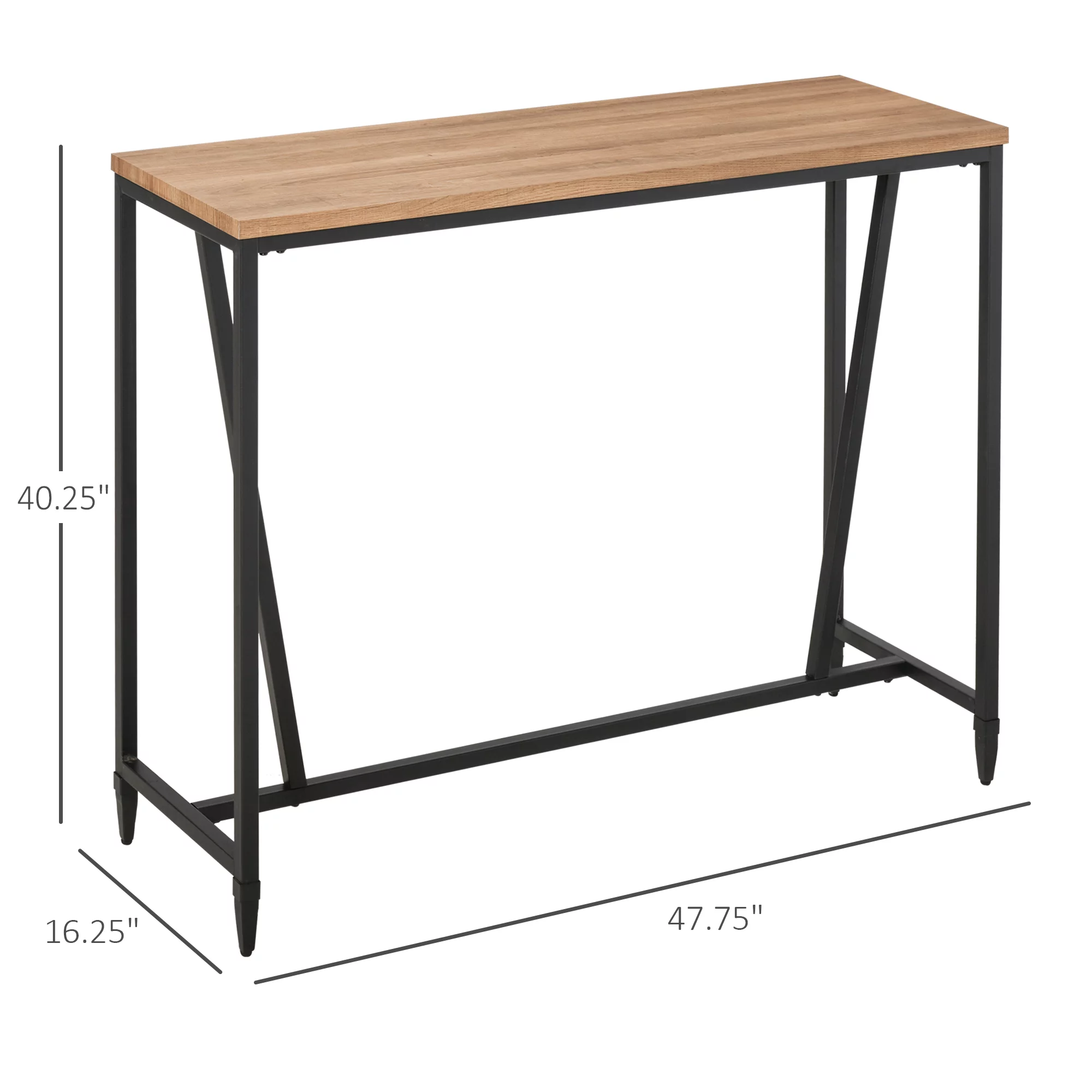 HOMCOM Rustic Industrial Bar Table with Metal Legs & Large Tabletop for Home Bar