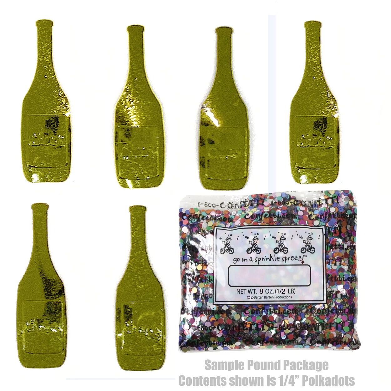 Confetti Champagne Bottle Gold - Half Pound (8 oz) - CCL9300