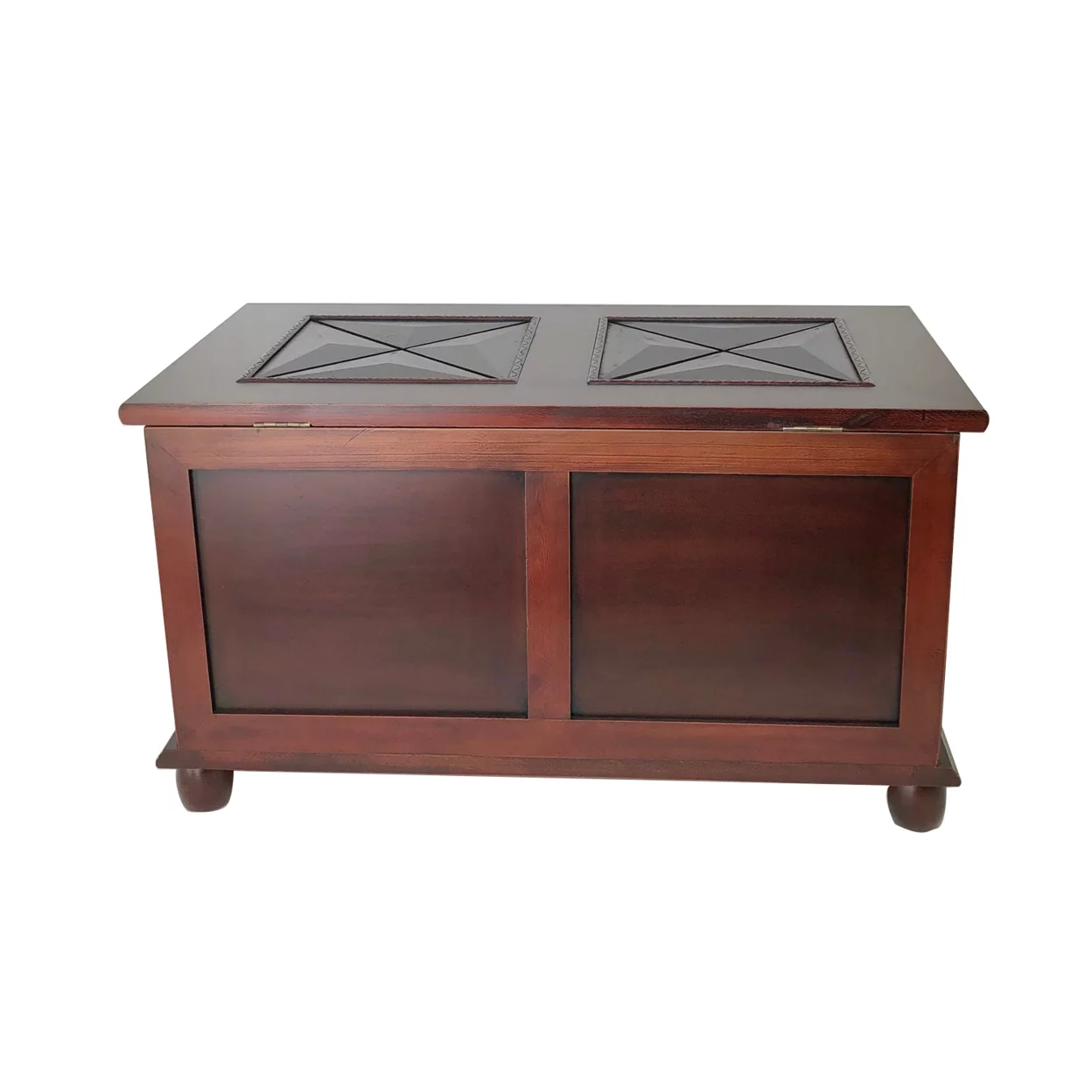 Trunk Style Wooden Chest with Hidden Storage, Dark Brown- Saltoro Sherpi