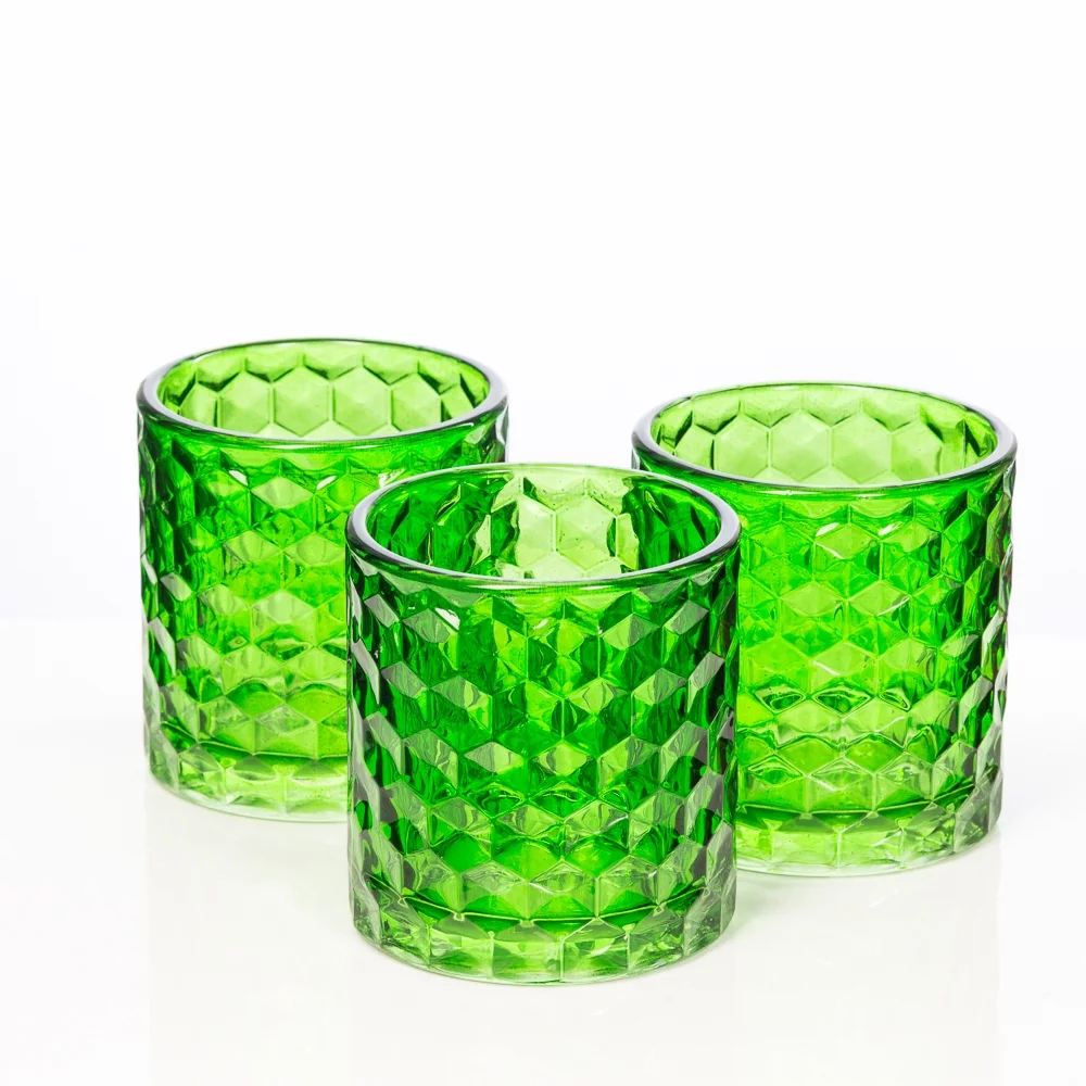 Richland Glass Votive and Tealight Holder Chunky Honeycomb Green Set of 48