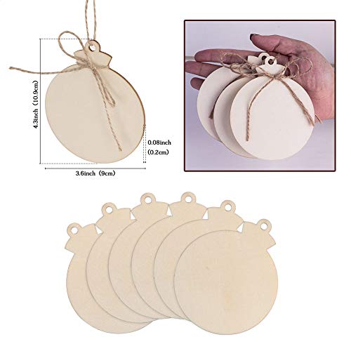 OurWarm 50pcs DIY Wooden Christmas Ornaments for Crafts, 4