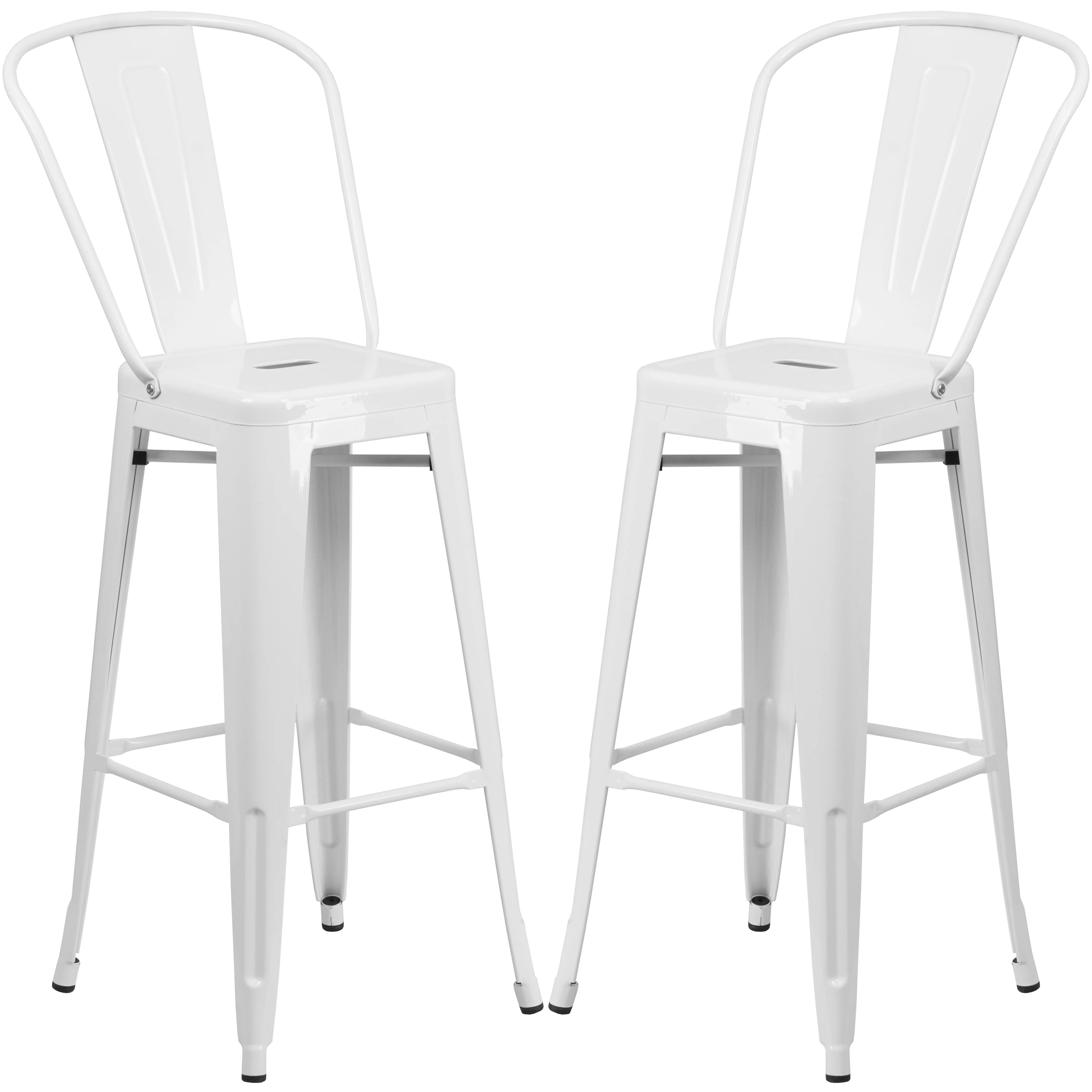 A Line Furniture Industrial White Bistro Style Metal Barstool 4 Stools