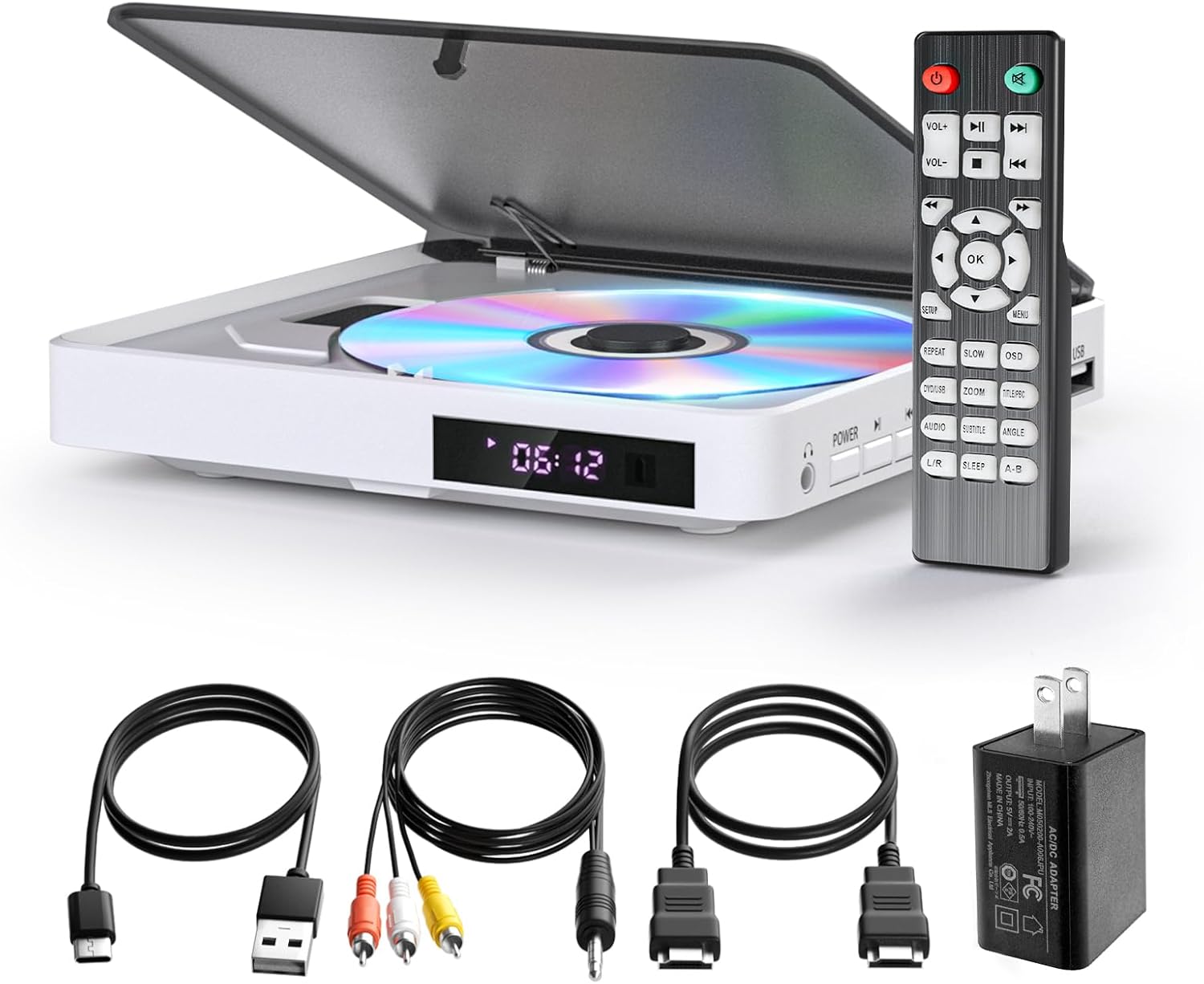 DVD Players for TV, 1080P Mini DVD Player HDMI for Home with HDMI and RCA Cable Included, Breakpoint Memory All Region DVD Player with Remote Control Support USB and CDs