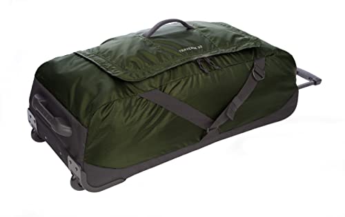 Eddie Bauer Traverse Rolling Duffel Bag-Made from Ripstop Polyester with Telescoping Handle, Dark Loden, 78L