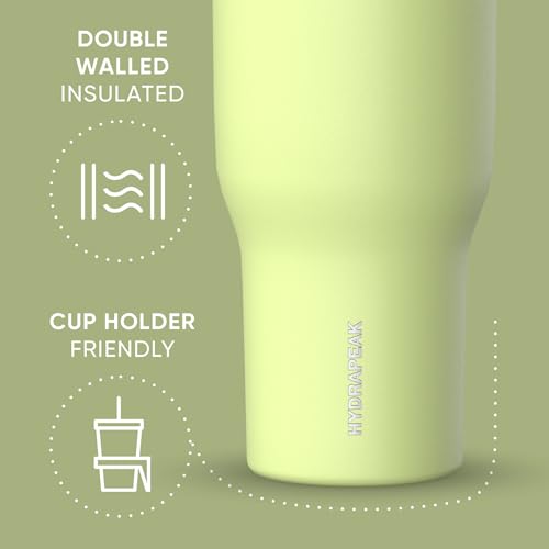 Hydrapeak Nomad 24 oz Tumbler with Handle and Straw Lid, Leakproof, Double Insulated, 24oz Cup Stainless Steel (Blush)