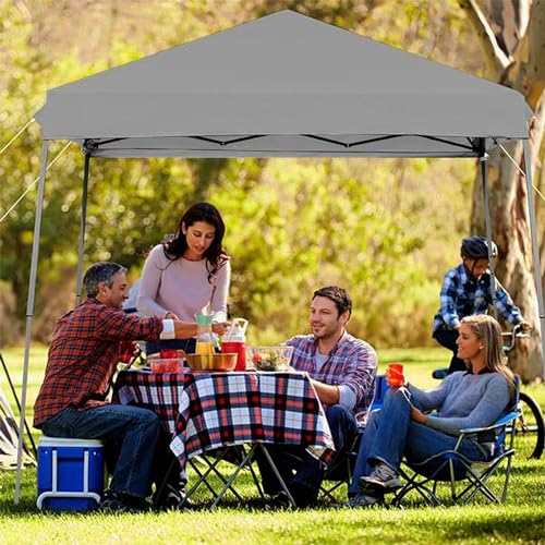 CROWN SHADES 8x8 Pop Up Canopy Tent, Slant Leg Outdoor Canopy with Carry Bag, Beach Tent, Sports Shelter(Gray)