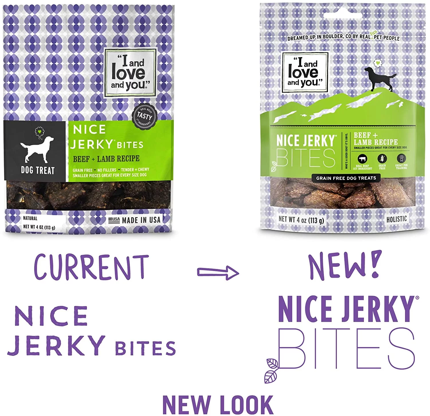 I and Love and You Nice Jerky Bites Beef Lamb Recipe 4 oz Pack of 4