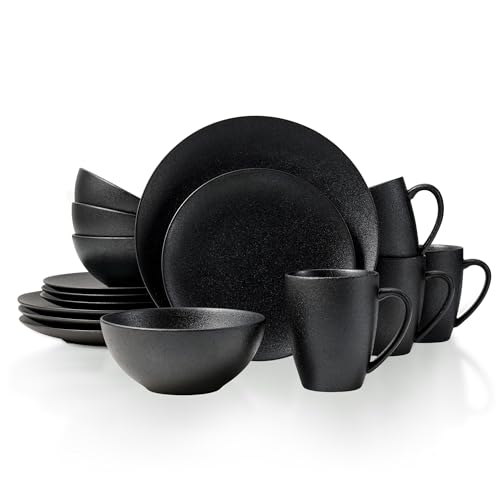 16-Piece Dinnerware Sets,plates and bowls sets,Plates,Bowls and Mugs,Service for 4,Microwave and Dishwasher Safe,Porcelain Chip and Scratch Resistant,Blue