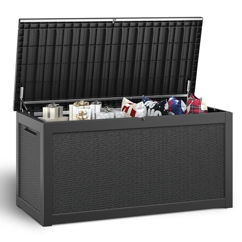 NUNU LAB 31 Gallon Outdoor Storage Box Waterproof,Indoor Outside Deck Box,Backyard Storage Bin For Package Delivery,Garden Tools,Patio Cushions,Pool Accessories,Storage Bench Lockable Lid