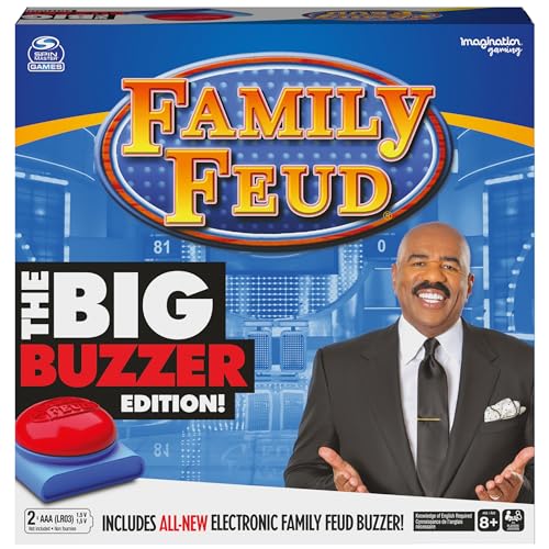 Spin Master Family Feud Big Buzzer Game, Amazon Exclusive “Buzz in” with The Electronic Buzzer Board Game for Hilarious Family Fun, Ages 8 and up