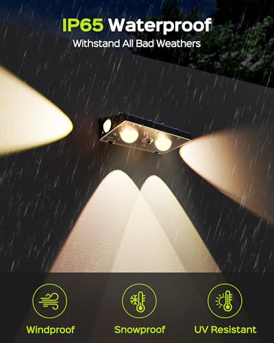 JACKYLED Solar Fence Lights 12 Pack, 3-Way 50 Lumens Lensed LED Fence Lights Solar Powered 10 Modes Multi-Color Outdoor IP65 Waterproof Lighting for Fence Railing Backyard Wall