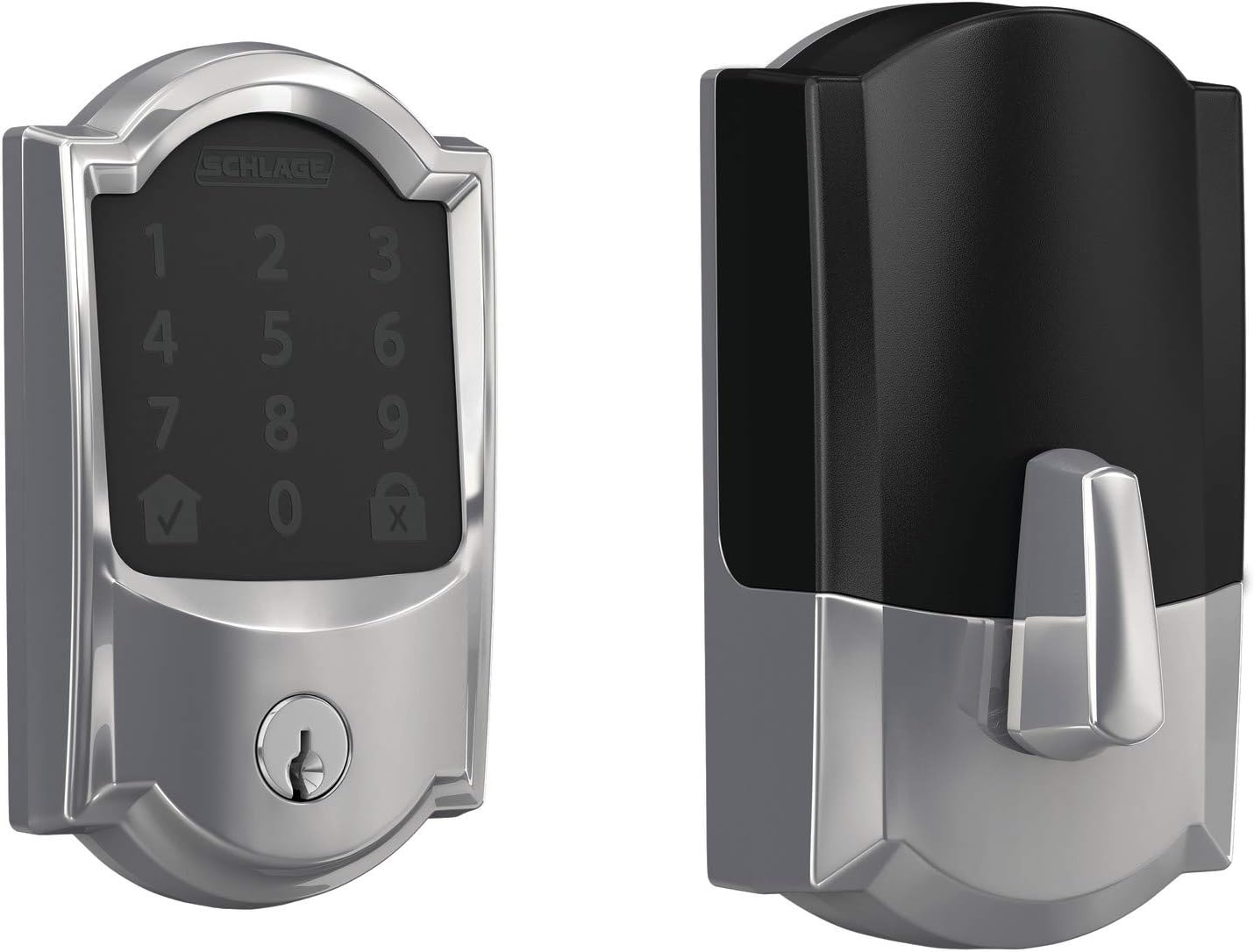 Schlage Encode Smart WiFi Deadbolt with Camelot Trim In Bright Chrome