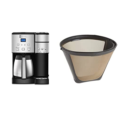 Cuisinart SS-20P1 Coffee Center 10-Cup Thermal Coffeemaker and Single-Serve Brewer, Stainless Steel GTF Gold Tone Coffee Filter, 10-12 Cup Cone, Burr Mill