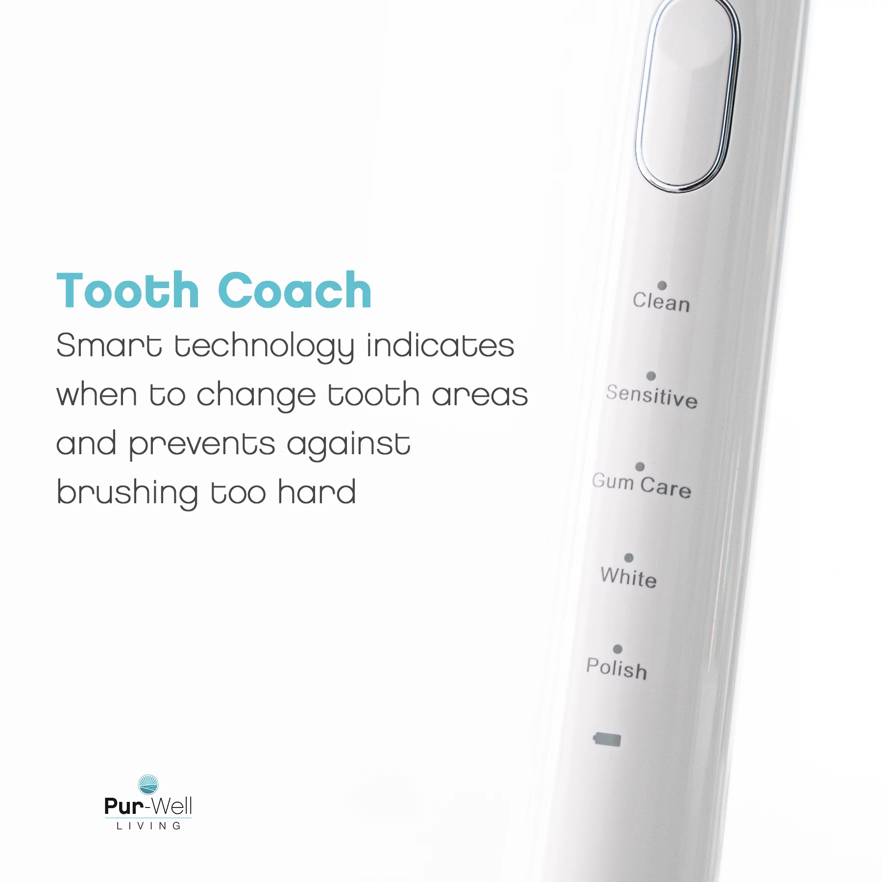 Pur-Well Living Pur-Hydro Clean Tooth Brush Dupont Brush Heads Electric USB Charging Toothbrush Waterproof (White)