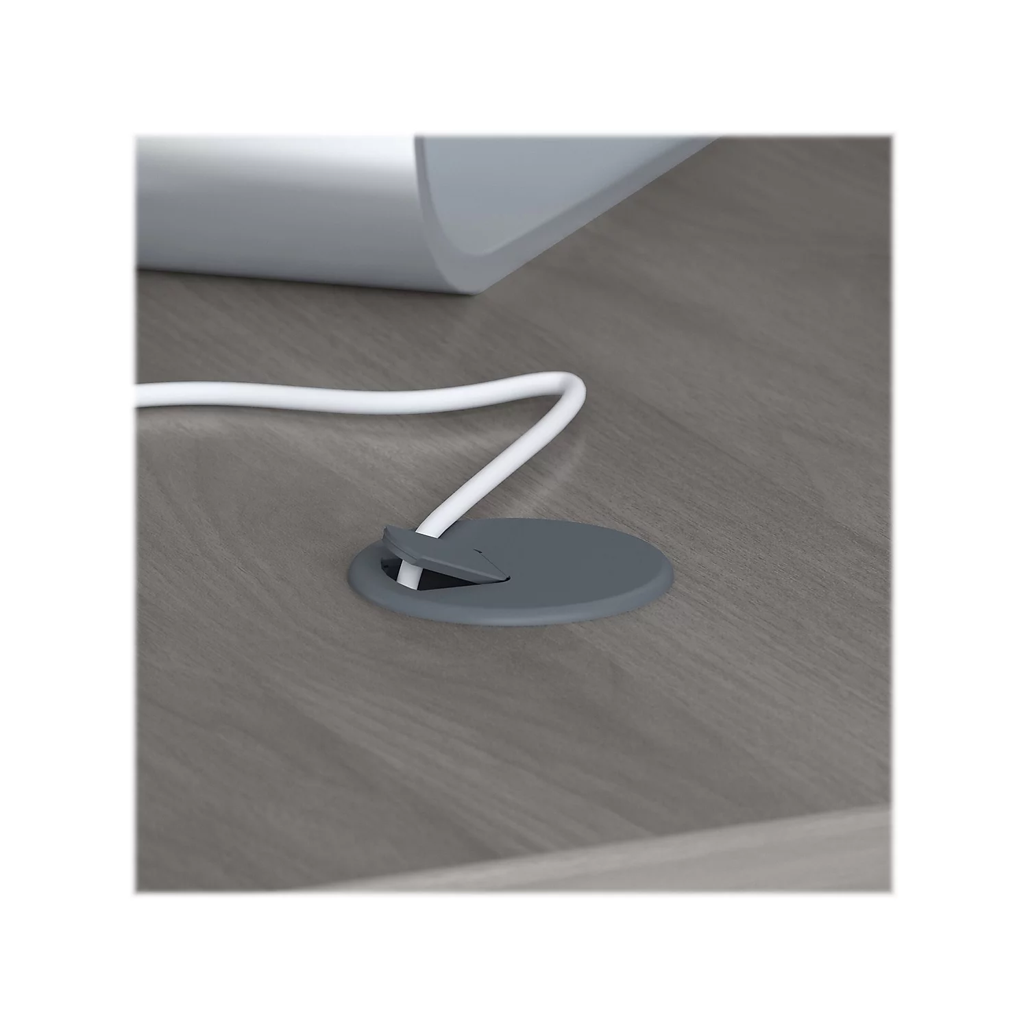 Echo L Shaped Desk with Hutch in Modern Gray - Engineered Wood