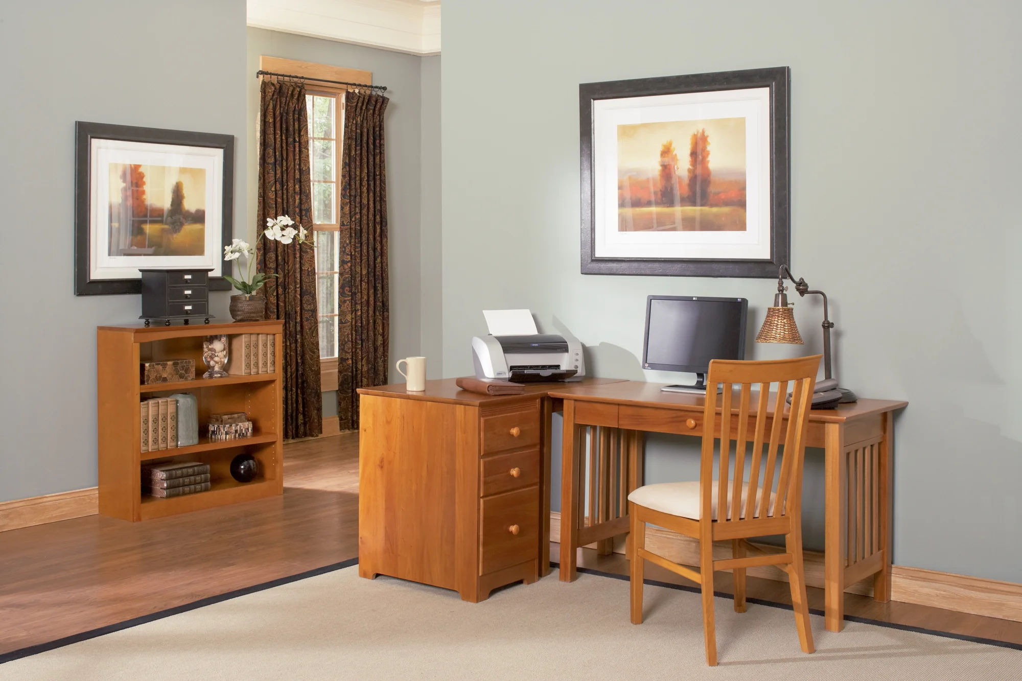 Mission Desk with Drawer in Walnut or Caramel