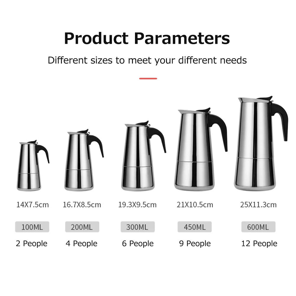 Coffeepot Stainless Steel Coffee Maker Portable Electric Mocha Latte Stove Espresso Filter Pot European Coffee Cup