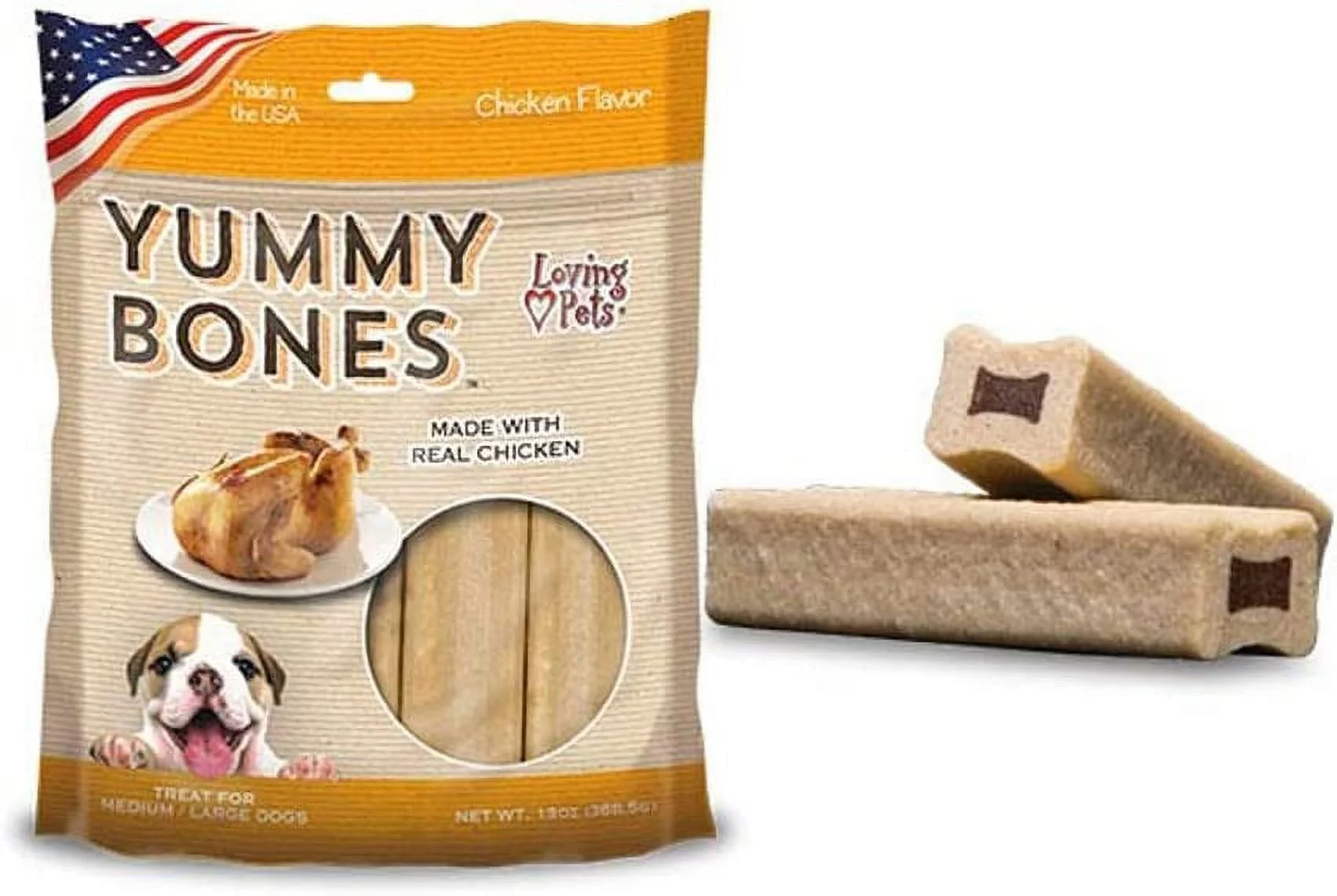 Loving Pets 5054 13 Oz Meaty Marrow Bones Beef Recipe For Dogs, Small