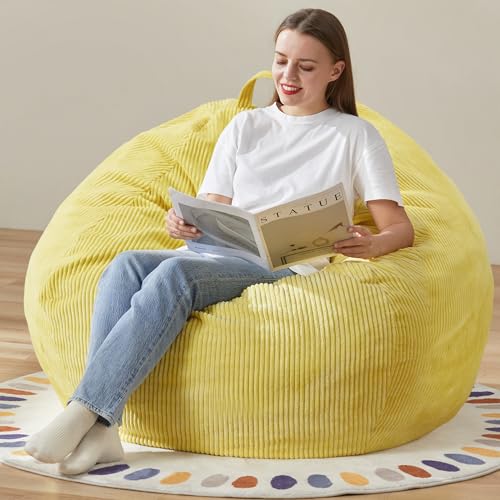 Hobestluk 3.5FT Bean Bag Chair Large Bean Bag with Filler Included Bean Bag Chairs for Adults Teardrop Bean Bag Chair with Removable Cover for Bedroom Living Room - (Large, Grey)