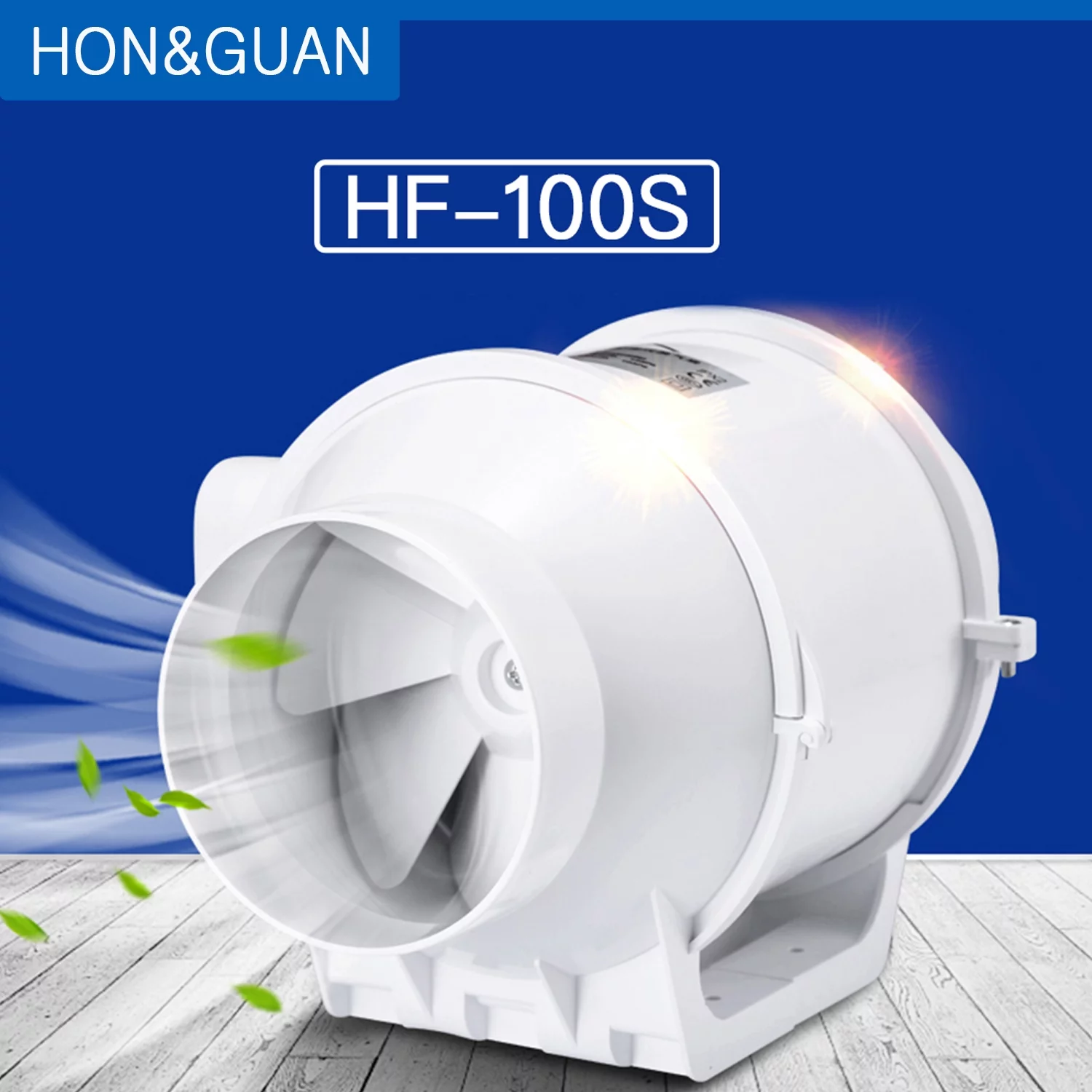Hon&Guan 4'' Silent Inline Duct Fan Kitchen Hood Ventilation Outlet Exhaust Ventilator Bathroom Air Extractor Booster HF-100S