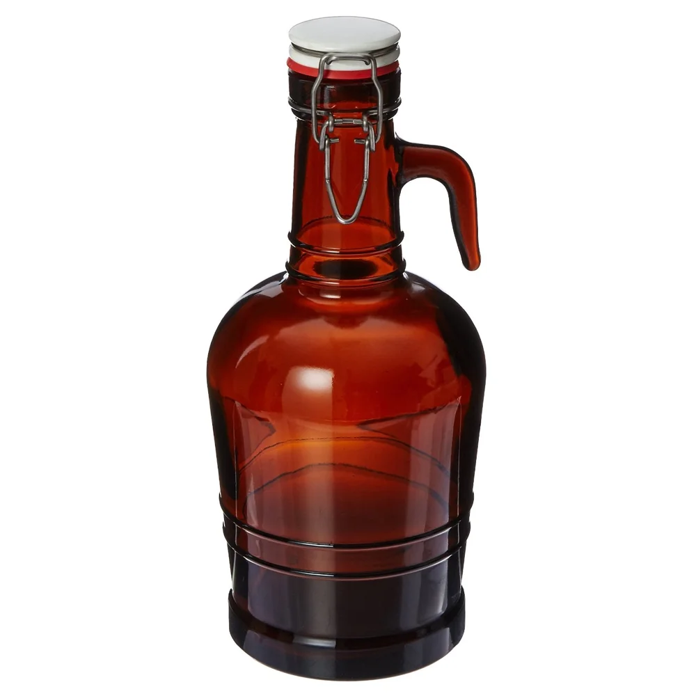 2 Liter Growler with Glass Handle- Amber (SET OF 4)