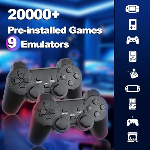 Wireless Retro Game Console Stick Built in 20,000+ Classic Games, 4K HDMI Output,15 Emulators,Dual 2.4GWireless Controllers, 64GB Memory Card Included, for Easter Gifts