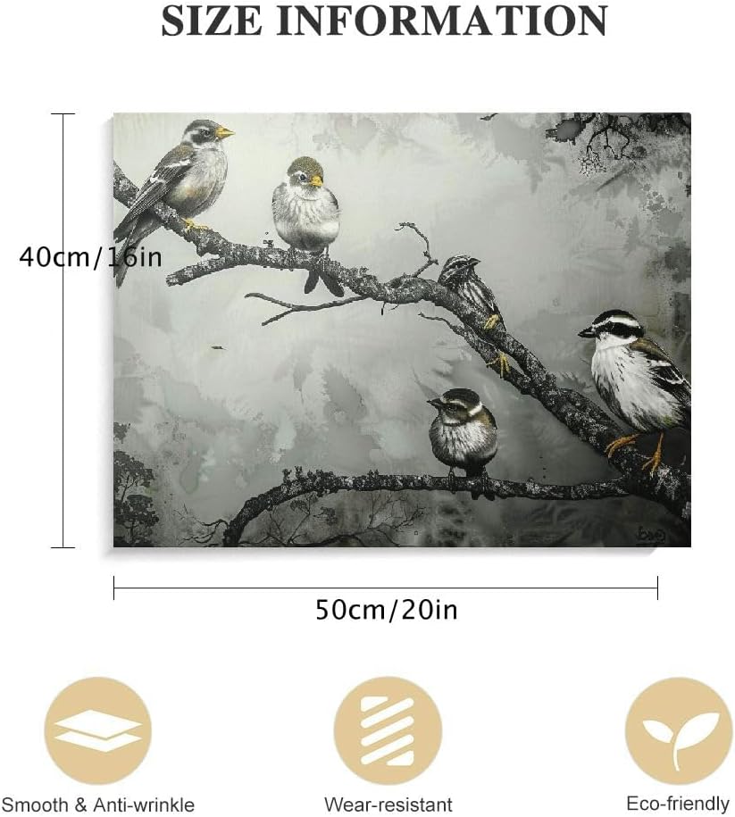 BCIIG Bird Canvas Wall Art Black and White Birds Picture Bird on Tree Prints Painting unFramed Gallery Wrapped 20