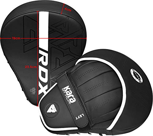 RDX Boxing Pads Curved Focus Mitts, Maya Hide Leather Kara Hook and jab Training Pads, Adjustable Strap Ventilated, MMA Muay Thai Kickboxing Coaching Martial Arts Punching Hand Target Strike Shield