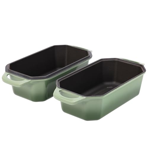 Bread Pan Cast Iron Loaf Pan with Lid Bread Loaf Pan 9x5 Inch Loaf Pan Enameled Cast Iron Sourdough Loaf Pan, DarkCyan