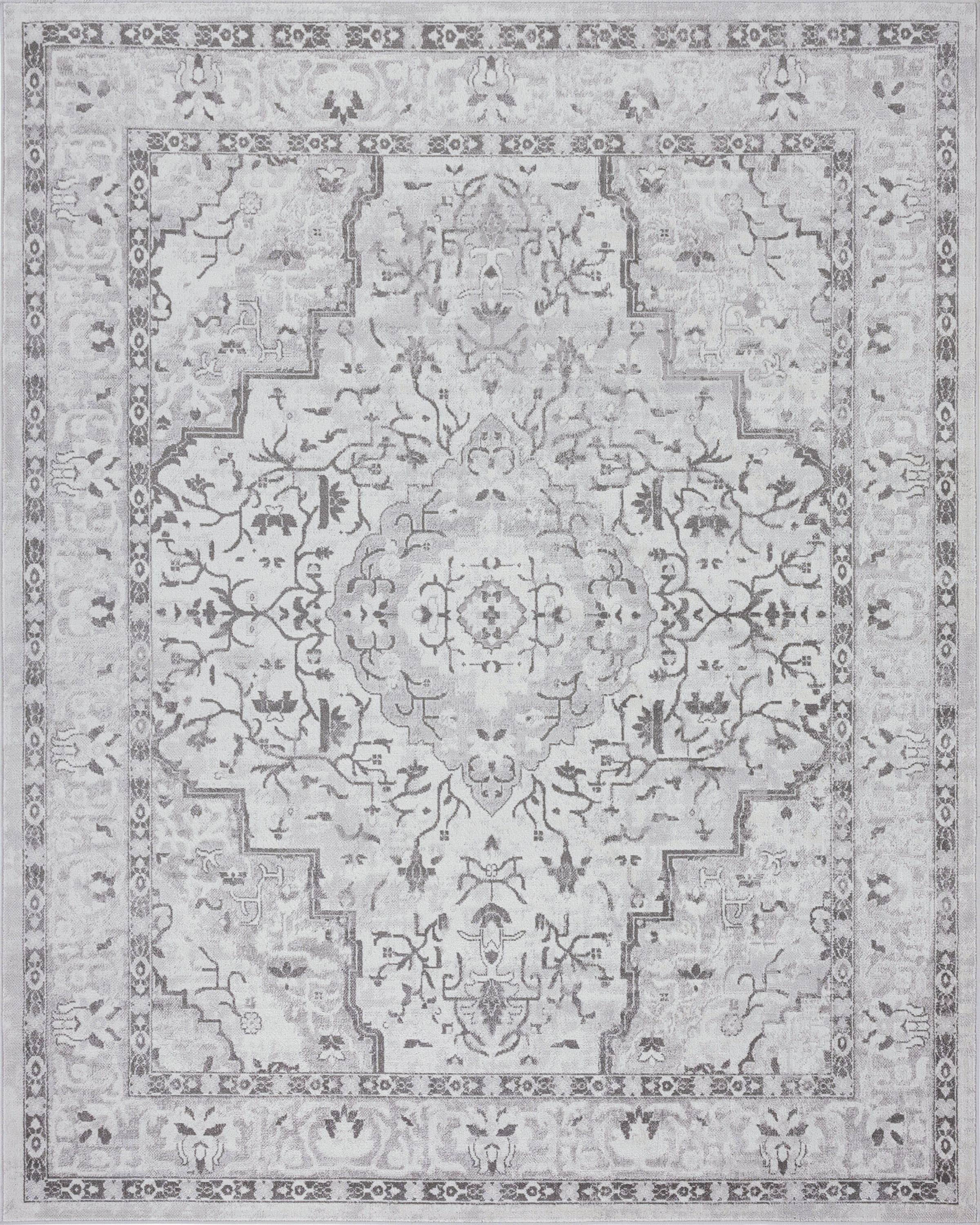 Traditional 8x10 Area Rug (7'10'' x 10'2'') Oriental Gray Living Room Easy to Clean