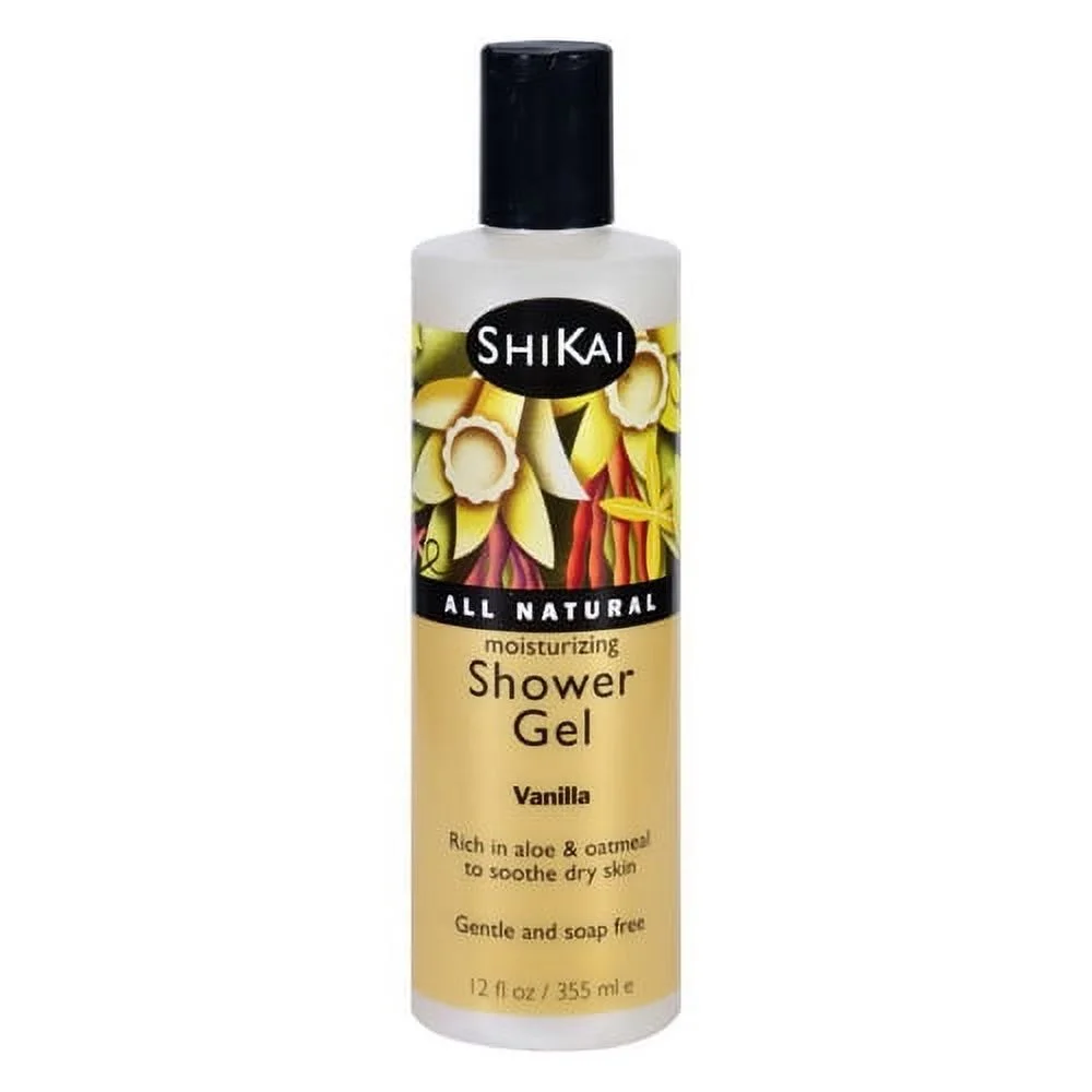 Shikai All Natural Moisturizing Shower Gel Gentle and Soap Free, Vanilla, 12 Oz, 2 Pack