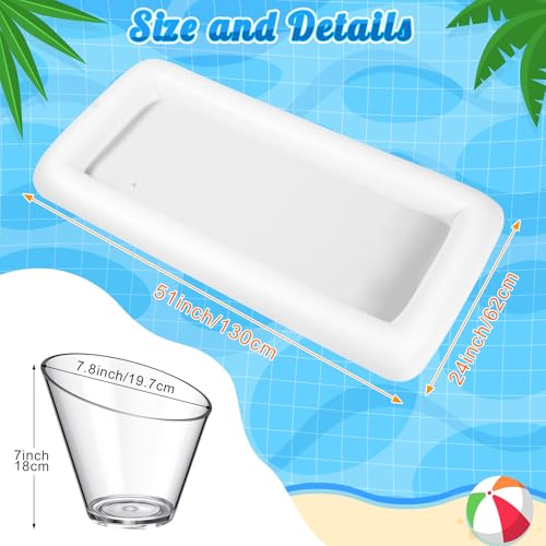 10 Pcs Pool Party Supplies Include 2 Pcs Inflatable Serving Salad Bar Tray Food Drink Holder Cooler Container 8 Pcs Salad Bowls Angled Acrylic Candy Bowls for BBQ Picnic Buffet Luau Cooler