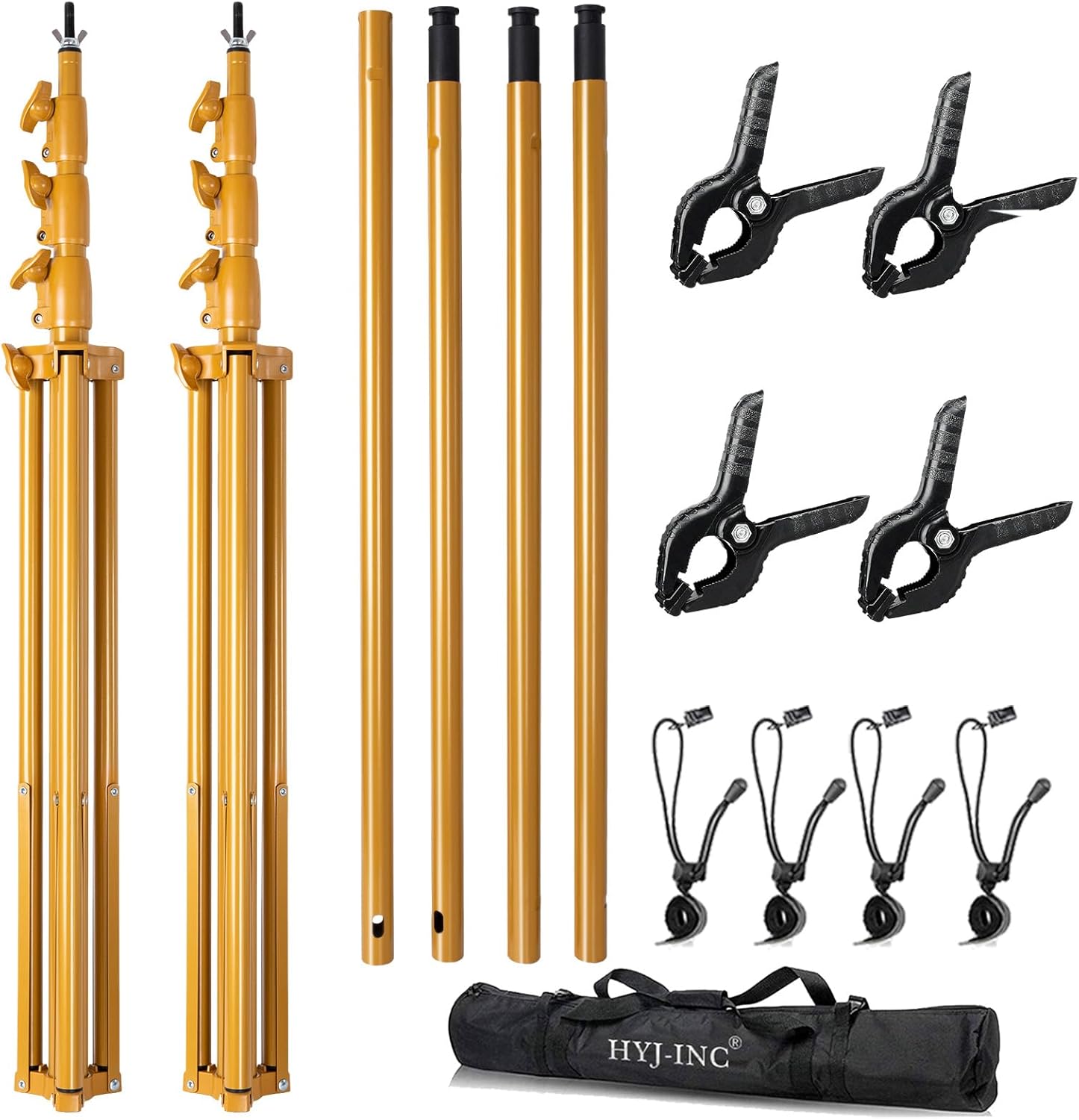 10x10Ft Photography Backdrop Stand - Gold, Adjustable Backdrop Stand for Parties, Photo Back Drop Stand, Background Support Stand with Carry Bag,Clamp.