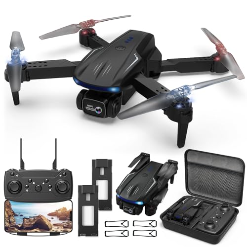 Foldable FPV Drone with 1080P HD Camera for Kids & Adults, 2 Batteries, One Key Take Off/Land, Altitude Hold, Headless Mode, 360Flip, 3 Speed Modes, Waypoint Fly