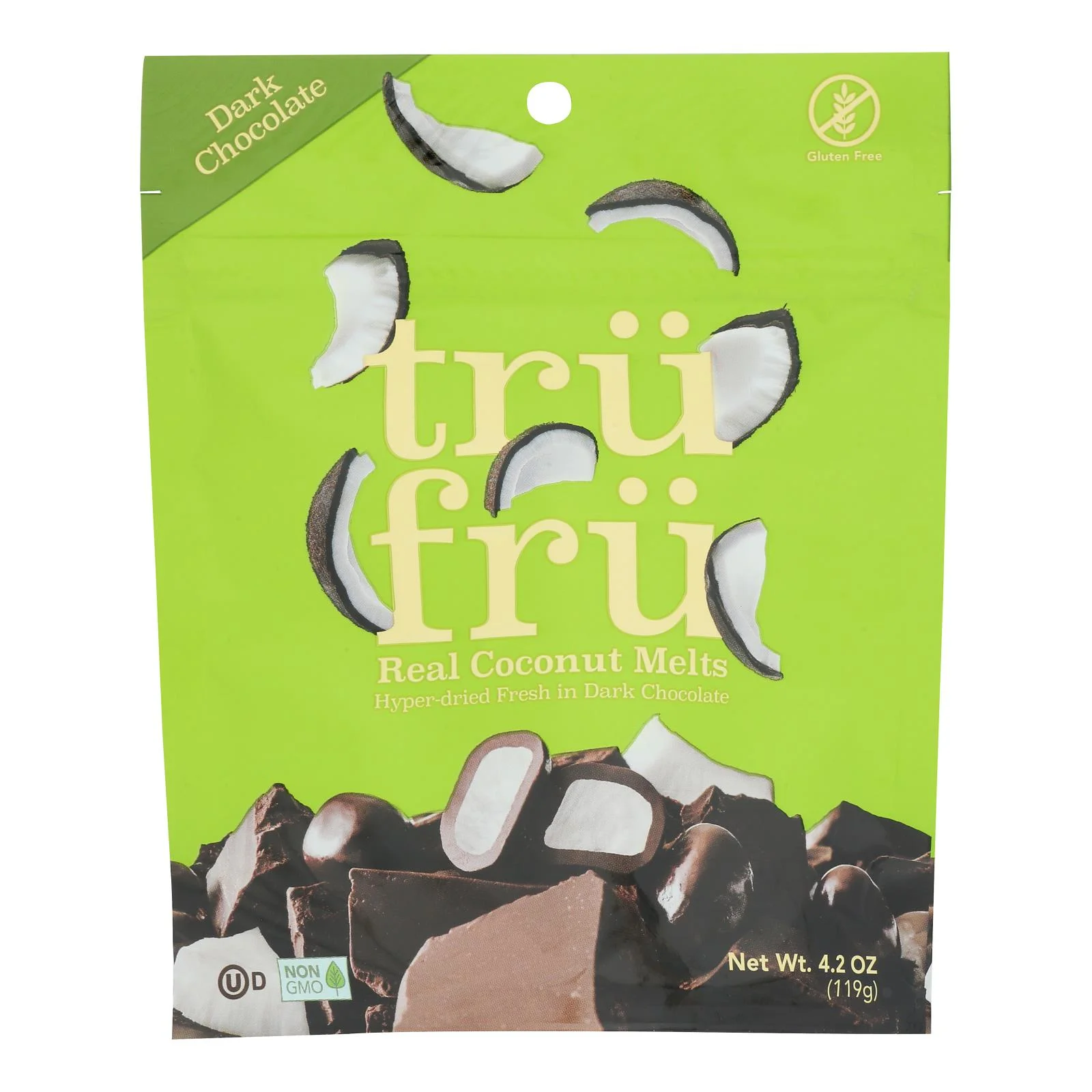 Tru Fru Dark Chocolate Coconut Melts - Case of 6 - 4.2 OZ